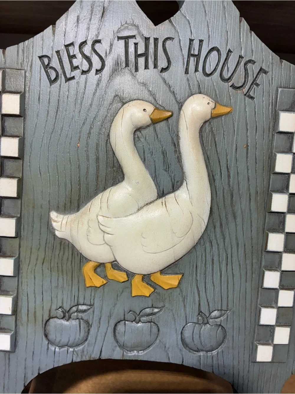 Vintage 1988 Burwood Bless This House Geese Wall Pocket Planter #2889A USA